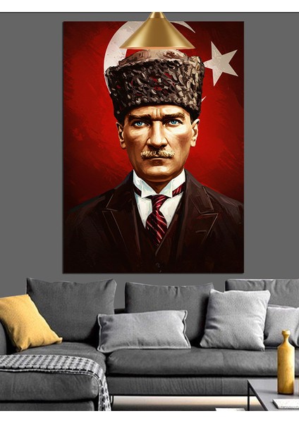 Askeri Üniformalı Atatürk Portresi Dekoratif Kanvas - Mdf Ahşap Tablo fiyatları