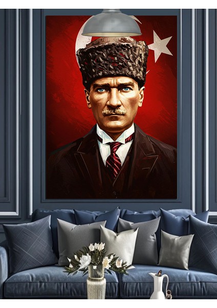 Askeri Üniformalı Atatürk Portresi Dekoratif Kanvas - Mdf Ahşap Tablo modelleri