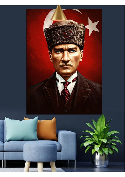 Askeri Üniformalı Atatürk Portresi Dekoratif Kanvas - Mdf Ahşap Tablo indirimleri