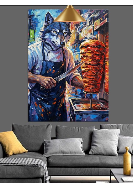 Döner Keserken Kurt Dekoratif Kanvas - Mdf Ahşap Tablo