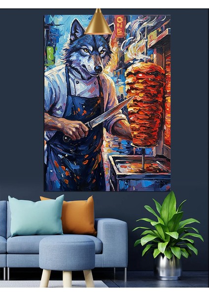 Döner Keserken Kurt Dekoratif Kanvas - Mdf Ahşap Tablo fırsatları