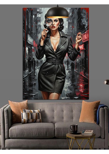 Yağmurlu Gecede Kadın Portresi Dekoratif Kanvas - Mdf Ahşap Tablo