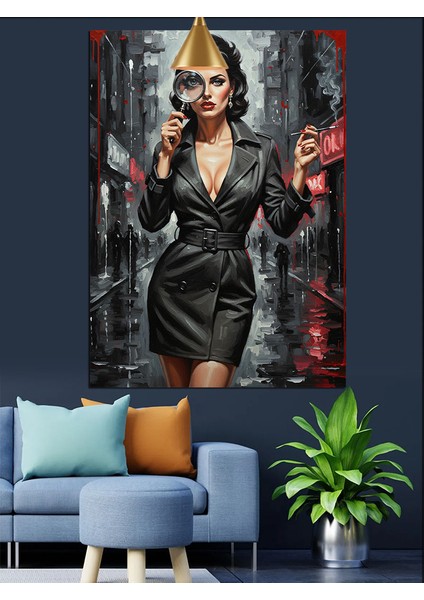 Yağmurlu Gecede Kadın Portresi Dekoratif Kanvas - Mdf Ahşap Tablo fiyatları