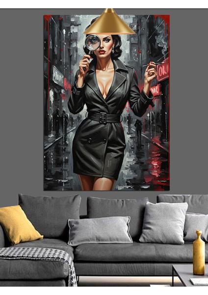 Yağmurlu Gecede Kadın Portresi Dekoratif Kanvas - Mdf Ahşap Tablo fırsatları