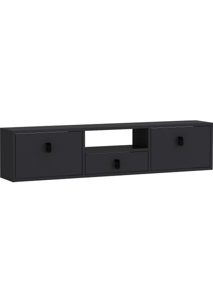 1309DROPCT-1 Duvara Montaj Tv Sehpası Antrasit-Siyah Kulp