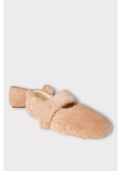 Tüylü Tek Kemer Cırtlı Panduf Kadın Ev Babeti Bej fırsatları