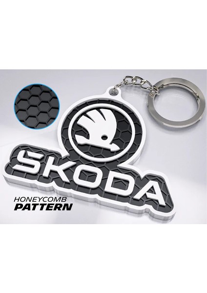 Skoda Logo + Yazı Anahtarlık