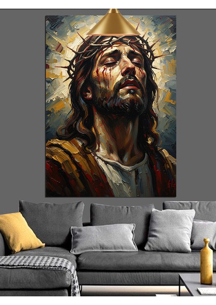 Dikenli Tacıyla Isa Portresi Dekoratif Kanvas - Mdf Ahşap Tablo fırsatları