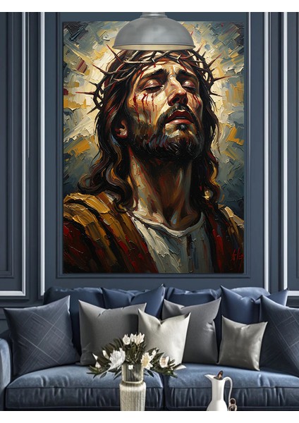 Dikenli Tacıyla Isa Portresi Dekoratif Kanvas - Mdf Ahşap Tablo indirimleri