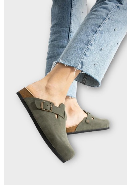 Mantar Taban Boston Birkens Model Günlük Sabo Unisex Ev Terliği Haki