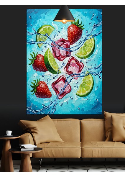 Meyveli Buzlu Içecek Dekoratif Kanvas - Mdf Ahşap Tablo fiyatları