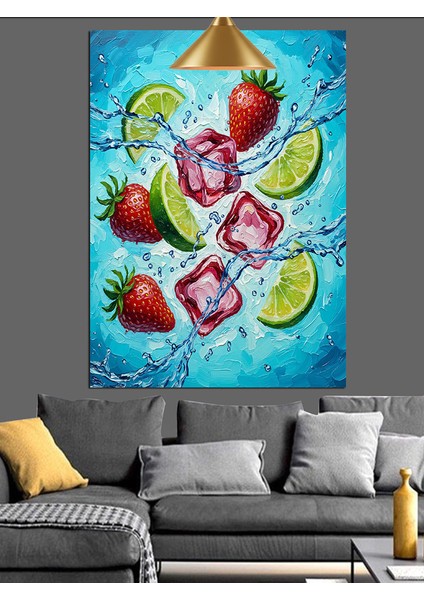 Meyveli Buzlu Içecek Dekoratif Kanvas - Mdf Ahşap Tablo modelleri