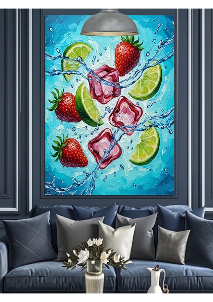 Meyveli Buzlu Içecek Dekoratif Kanvas - Mdf Ahşap Tablo fırsatları