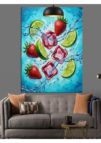 Meyveli Buzlu Içecek Dekoratif Kanvas - Mdf Ahşap Tablo indirimleri