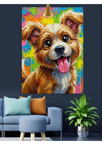 Sevimli Kahverengi Köpek Dekoratif Kanvas - Mdf Ahşap Tablo fiyatları