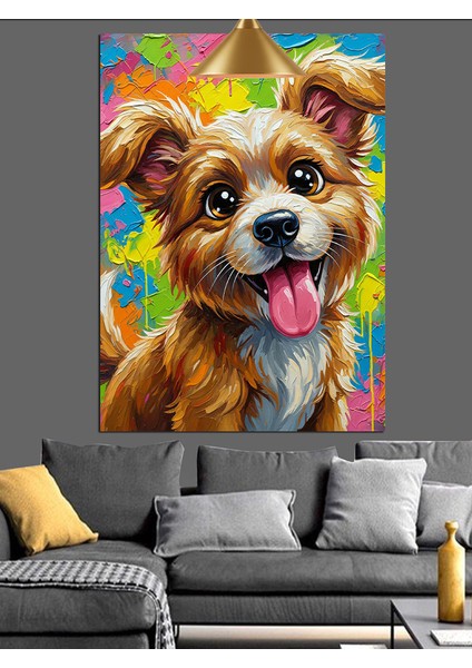 Sevimli Kahverengi Köpek Dekoratif Kanvas - Mdf Ahşap Tablo fırsatları