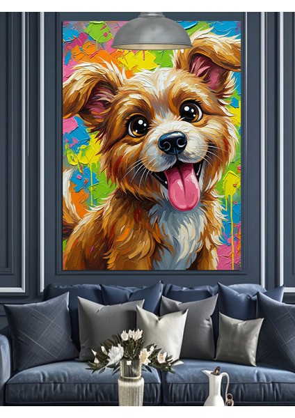 Sevimli Kahverengi Köpek Dekoratif Kanvas - Mdf Ahşap Tablo indirimleri