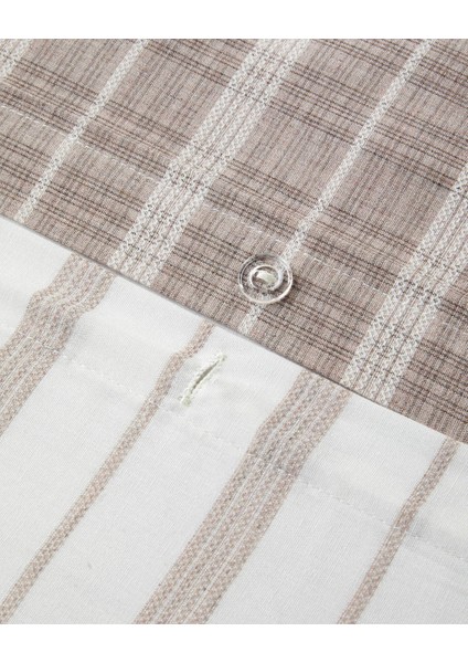 Glen Plaid Ipliği Boyalı Tek Kişilik Nevresim Takımı 160X220 cm Koyu Bej