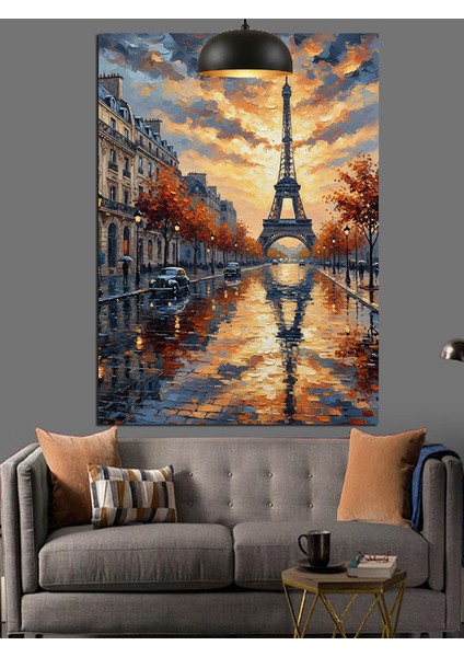 Eyfel Kulesi Sonbahar Manzarası Dekoratif Kanvas - Mdf Ahşap Tablo