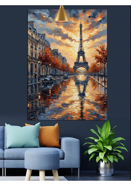 Eyfel Kulesi Sonbahar Manzarası Dekoratif Kanvas - Mdf Ahşap Tablo fiyatları