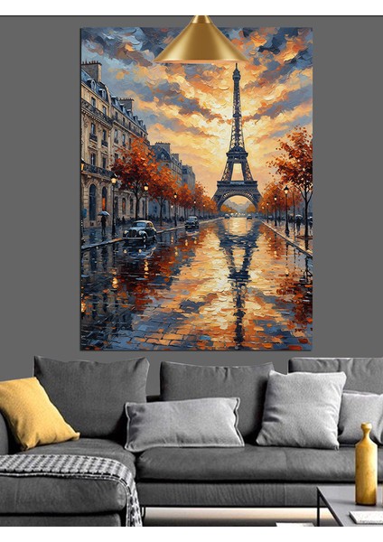 Eyfel Kulesi Sonbahar Manzarası Dekoratif Kanvas - Mdf Ahşap Tablo fırsatları