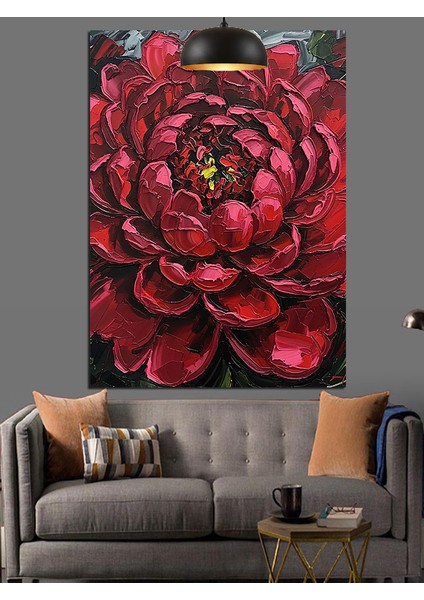 Kırmızı Büyük Çiçek Dekoratif Kanvas - Mdf Ahşap Tablo modelleri
