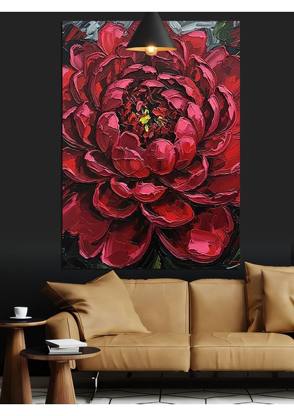 Kırmızı Büyük Çiçek Dekoratif Kanvas - Mdf Ahşap Tablo indirimleri