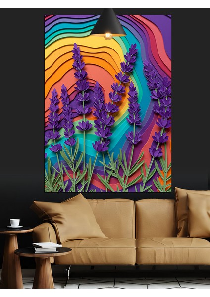 Renkli Lavanta Tarlası Dekoratif Kanvas - Mdf Ahşap Tablo indirimleri