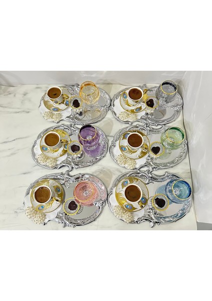 6'lı Çelik Artnova Dantel Desenli Kahve Sunum Tepsisi Seti fırsatları