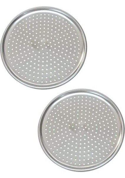 2'li Çelik Delikli Pizza ve Lahmacun Tepsisi 36 Cm, Büyük Boy, Dayanıklı ve Şık