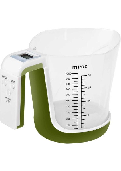 LCD Dijital Mutfak Tartısı, Sıvı ve Katı Ölçüm, Yeşil Renkli