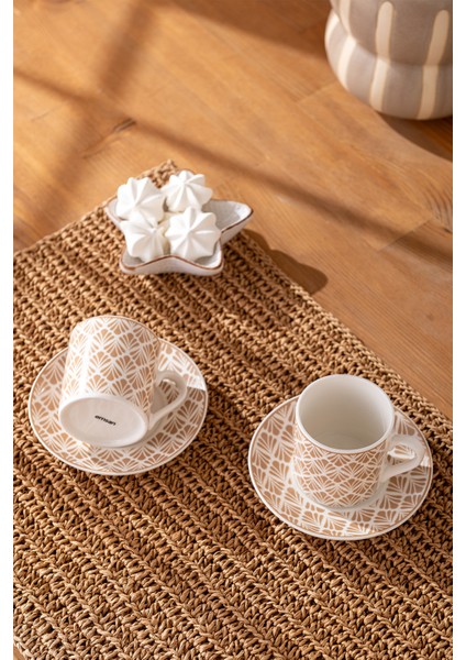 Şık 2 Kişilik Bej Kahve Fincan Takımı, 90 Ml, Modern Tasarım fiyatları