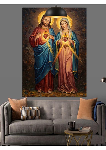 Meryem ve Isa Ikonu Dekoratif Kanvas - Mdf Ahşap Tablo fiyatları
