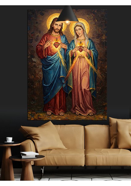 Meryem ve Isa Ikonu Dekoratif Kanvas - Mdf Ahşap Tablo fırsatları