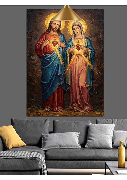 Meryem ve Isa Ikonu Dekoratif Kanvas - Mdf Ahşap Tablo indirimleri