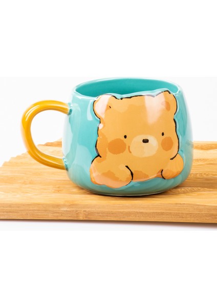 Turkuaz Renkli Kabartmalı Porselen Kupa 350 ml El Dekoru Şık ve Dayanıklı indirimleri