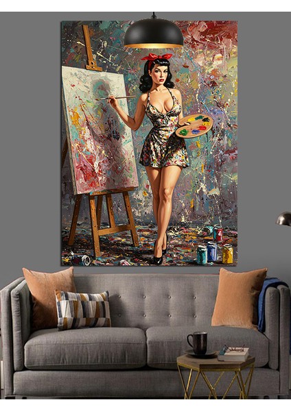 Ressam Kadın Tablosu Dekoratif Kanvas - Mdf Ahşap Tablo fiyatları