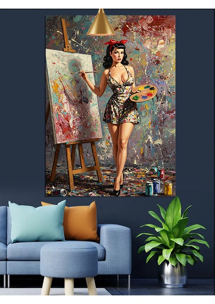 Ressam Kadın Tablosu Dekoratif Kanvas - Mdf Ahşap Tablo modelleri