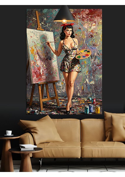 Ressam Kadın Tablosu Dekoratif Kanvas - Mdf Ahşap Tablo fırsatları
