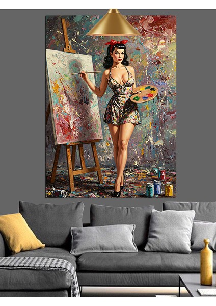 Ressam Kadın Tablosu Dekoratif Kanvas - Mdf Ahşap Tablo indirimleri