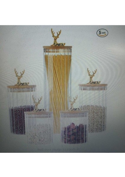 Set 2 Adet 600 ml Hava Geçirmez Cam Kavanoz, Geyik Başı Tasarımı, Altın Renk, 9X10 cm modelleri