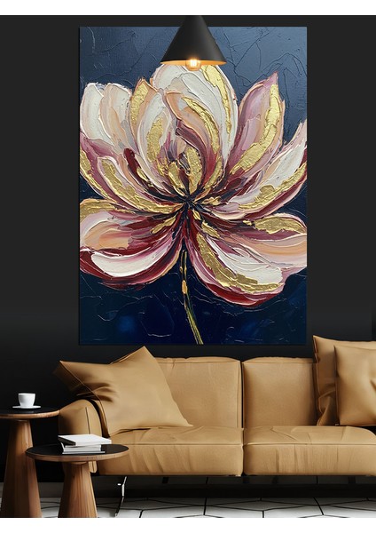Yağlı Boya Lotus Çiçeği Dekoratif Kanvas - Mdf Ahşap Tablo