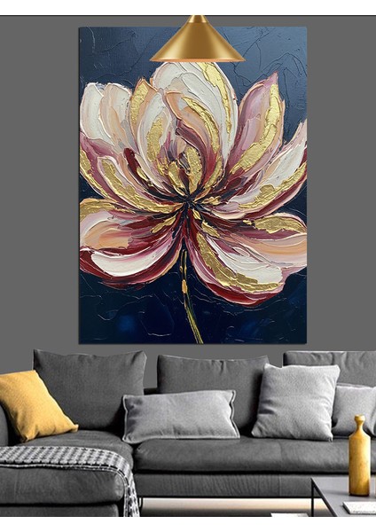 Yağlı Boya Lotus Çiçeği Dekoratif Kanvas - Mdf Ahşap Tablo fiyatları