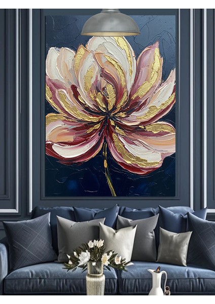 Yağlı Boya Lotus Çiçeği Dekoratif Kanvas - Mdf Ahşap Tablo modelleri