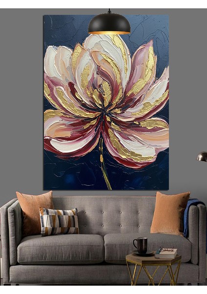 Yağlı Boya Lotus Çiçeği Dekoratif Kanvas - Mdf Ahşap Tablo fırsatları