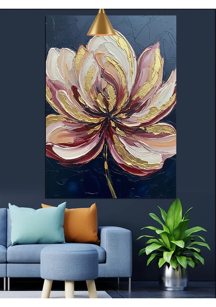 Yağlı Boya Lotus Çiçeği Dekoratif Kanvas - Mdf Ahşap Tablo indirimleri