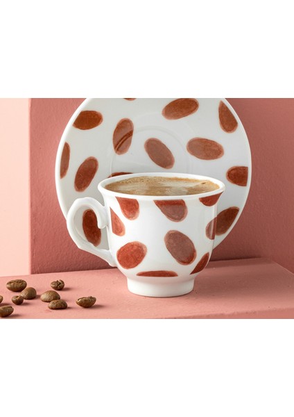 Iki Parçalı Porselen Kahve Fincanı Takımı, 80 Ml, Şık Bordo Renkli Set fiyatları