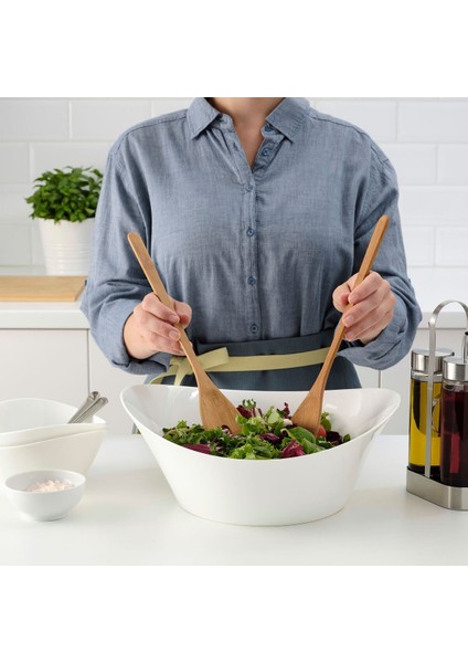 Bambu Salata ve Servis Kaşığı, 31 Cm, Beyaz, Şık ve Dayanıklı Kullanım Için Ideal. fiyatları