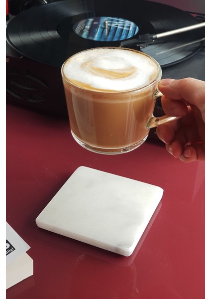 4'lü Kare Mermer Bardak Altlığı Seti, Beyaz, Şık ve Dayanıklı Tasarım modelleri