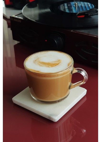 4'lü Kare Mermer Bardak Altlığı Seti, Beyaz, Şık ve Dayanıklı Tasarım fırsatları